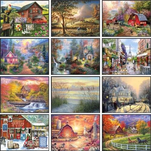 Embroidery Counted Cross Stitch Kits Needlework - Crafts 14 ct DMC Color DIY Arts Handmade Decor - Scenery Collection 245x182