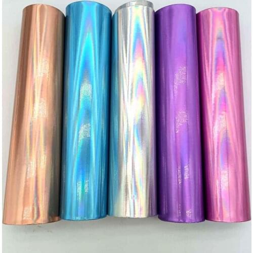 Solid Color Plain Design Metallic Laser Rainbow Reflective Effect PU Holographic Faux Leather Fabric for Shoe/Bag/Handbag/Craft