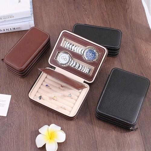 Exquisite Travel Jewelry Box Leather Rectangle Packaging Necklace Rings Earrings WatchStorage Organizer Display Gift Boxes Case
