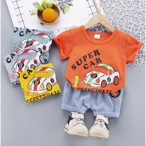 0-4 Years Summer Boy Clothing Set 2021 New Casual Fashion Active Cartoon T-shirt+ Pant Kid Children Baby Toddler Boy Clothing