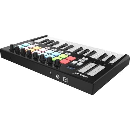 WORLDE Orca mini25 Portable 25-Key USB MIDI Keyboard Controller with 16 RGB Backlit Trigger Pads 8 Assignable Control Knobs