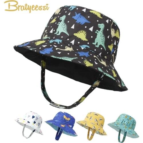Reversible Bucket Hat Kids Hats Caps Summer Baby Hats for Beach Sun Protection Baby Cap for Girls Boys Children Accessories 0-5Y