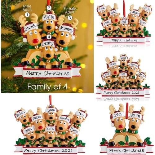 Personalised Family Christmas Noel Tree Bauble Decoration Ornament Elk Deer Family 2021 Christmas Holiday Decorations Navidad