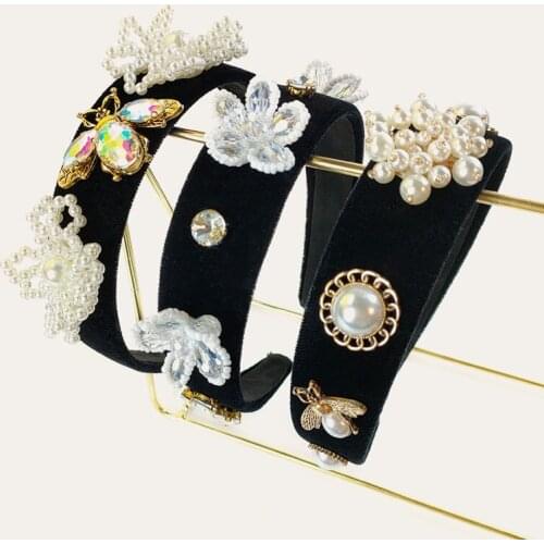 Handmade Rhinestone Headband Women Wedding Bride Jewelry Crystal Hairband Metal Alloy Diamond Pearl Ladie Elegant Hair Accessori