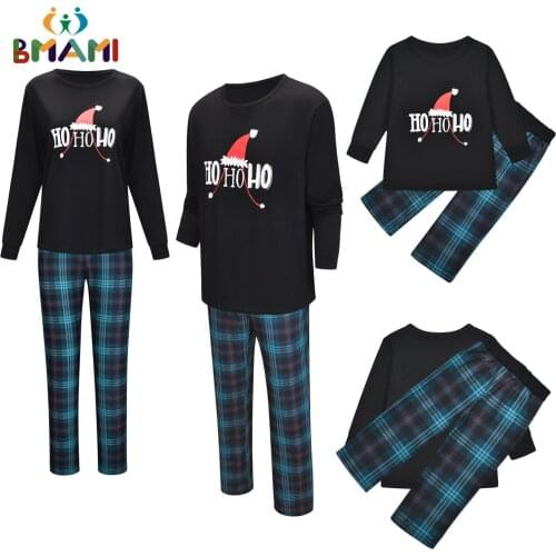 Christmas Family Pajamas Set Grid Elk Christmas Clothes Parent-child Suit Home Sleepwear Kid Dad Mom Matching Family Outfits