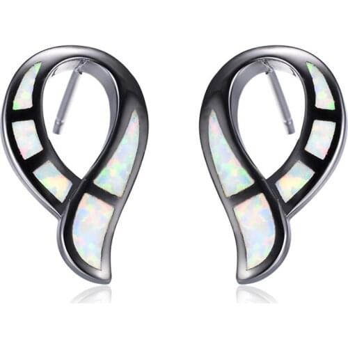 UFOORO earrings simple cross White Blue Fire Opal Earrings for Women Jewelry Cute Earrings Gift girlfriend