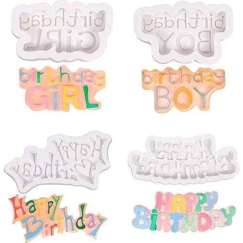 Happy Birthday Mousse Cake Mold Silicone Letter Mold and Number Fondant Chocolate Candies Mold for Home Kitchen DIY Baking Tool