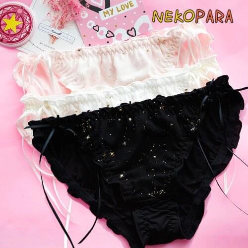 Stars Bronzing Print Cute Womens Daily Intimate Panties Girls Underwear Comfortable Milk Silk Good Quality