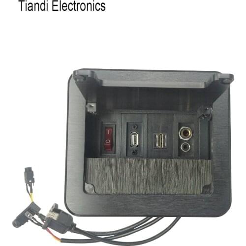 Hidden information box brush clamshell high-grade tabletop socket + USB HDMI interface + power switch + 3.5 audio and microphone