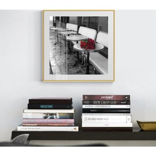 Modern Twilight Roses Street View Canvas Painting Poster Print Black n White Wall Art Picture For Living Room Bedroom Aisle Cafe