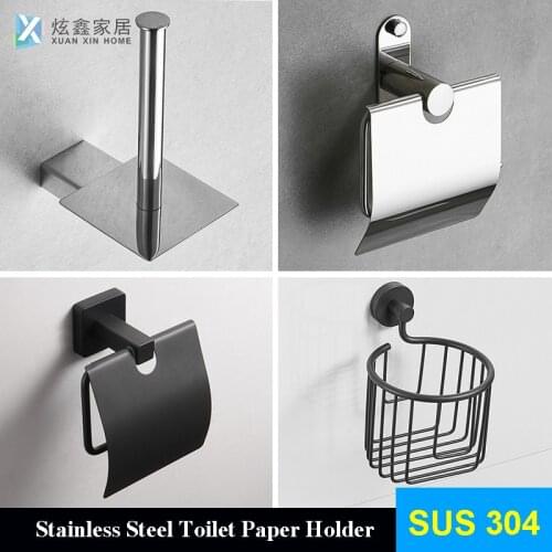 Stainless Steel Various Styles Of Tissue Racks Large Roll Holder Kitchen Brushed Silver Matte Black Hanger Accessories