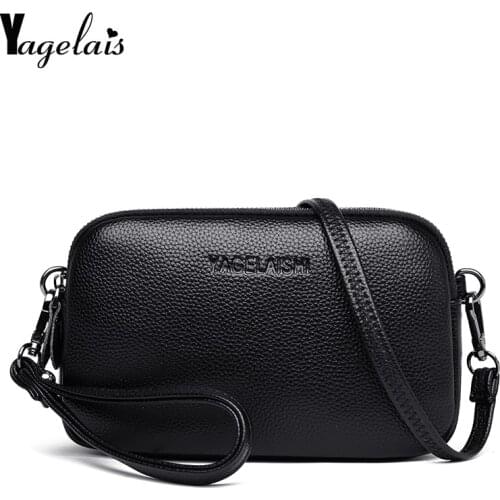 Fashion Womens Bags Genuine Leather Simple Solid Handbag Small Shoulder Bags Female Crossbody Messenge Bags Lady Phone Purses