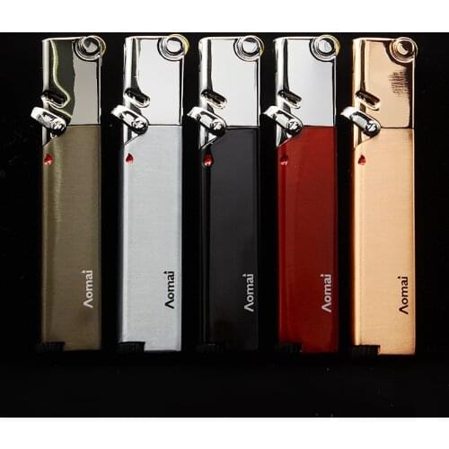 Ultra-Thin Safety Switch Metal Grinding Wheel Lighters Gas Lighter Blue Flame Inflatable Windproof Lighter Smoking Accessories