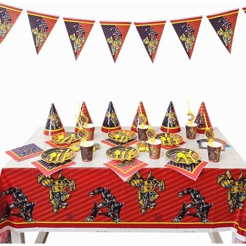 Transformation Bumblebee Optimus Prime Theme Party Decorations Paper Cup Plate Baby Shower Balloons Kids Birthday Party Supplies