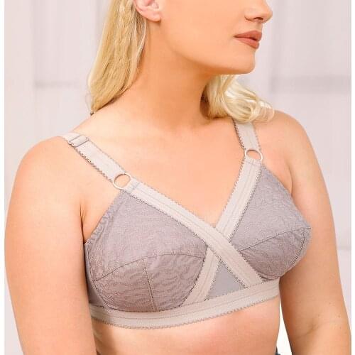 Plus Size Lace Bra Women Unlined Full Coverage Ultra Thin Wireless Adjusted-straps Big Minimizer Bras A B C D DD E F