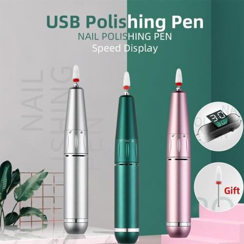 USB Nail Drill Pen 30000RPM Electric LCD Nail File Milling Cutter for Manicure Machine Pedicure Tools Polishing Pen