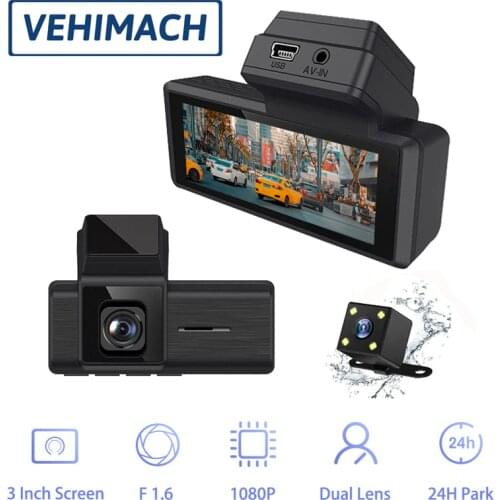 Hidden Dash Cam Dual Camera 1080P 3'' Car DVR Mirror IPS Touch Auto Video Recorder Dashcam 24h Parking Lens Sensor Night Vision