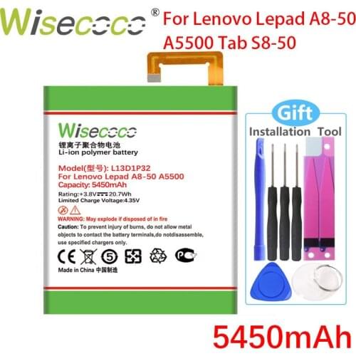 Wisecoco 5450mAh Battery For Lenovo Lepad A8-50 A5500 Tab S8-50 AB IDEAPAD 8 S8-50F S8-50LC L13D1P32