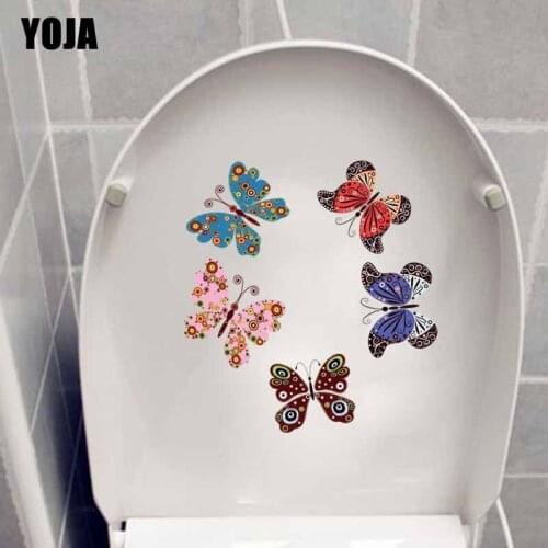 YOJA 20.7X22.1CM Funny Modern Toilet Sticker Wall Decal Butterfly Living Room Home Decor T3-1329
