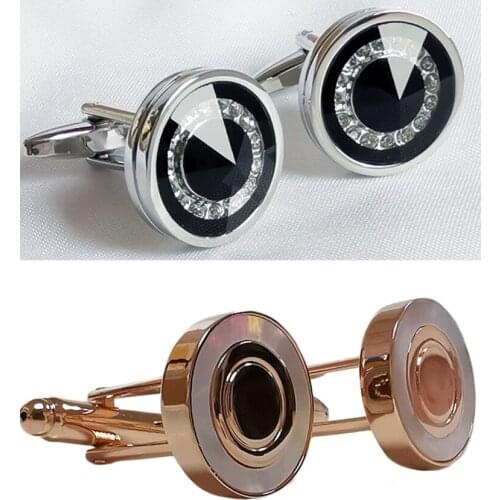 10pairs Rosegoldl Mother Pearl Seashell Cufflinks Sea Shell Classic Crystal Cuff Links Business Style Mens Jewelry Accessory