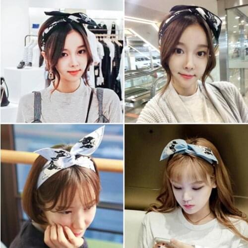 Rockabilly hair band Headwear Women Paisley Rockabilly Wired Polka Dot Tartan Retro Scarf Wire Bow Hair Band Hair Accessories