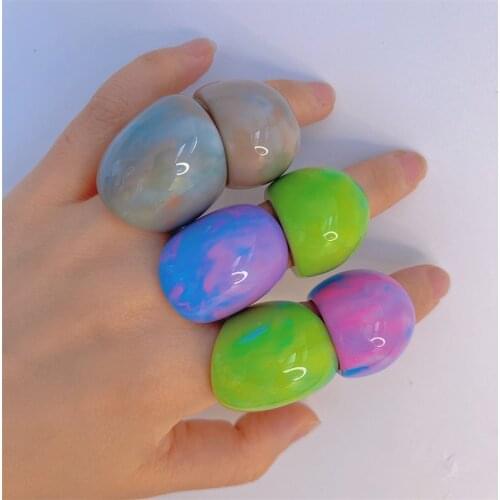 Luxury Gradient Candy Multicolor Acrylic Resin Big Ring Cute Girl Finger Aesthetic Jewelry Vintage Boho Original Rings For Women