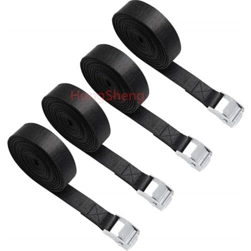 High quality 2-10pcs 3.8cm *50cm Lashing Straps Metal cargo lashing strap ratchet tie down cam buckle winch strap Black
