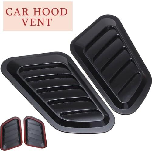 2pcs Black ABS Car Auto Front Engine Air Flow Intake Turbo Bonnet Vent Cover Hood DIY Racing Moulding Accessories