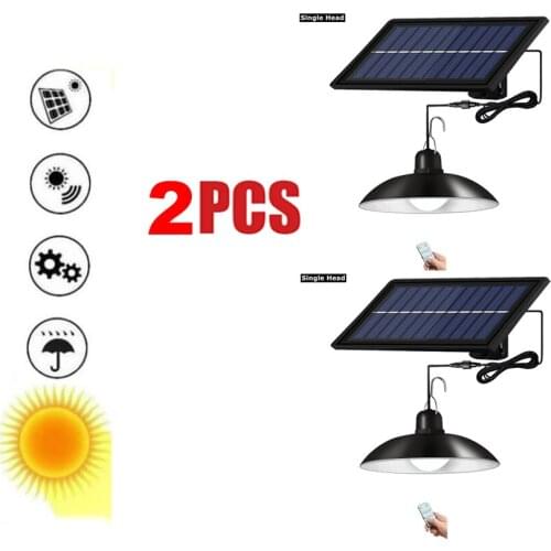 2pcs Retro Lampshade Solar Pendant Lights Double Single Head Outdoor Indoor Auto On Off Lamp Pull Switch for Barn Balcony Chicke