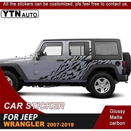 2 Pcs Decoration Car Sticker For Jeep Wrangler 2007-2018 2019 Side Body Splash Styling Graphic Vinyl Car Decal Car Accessories