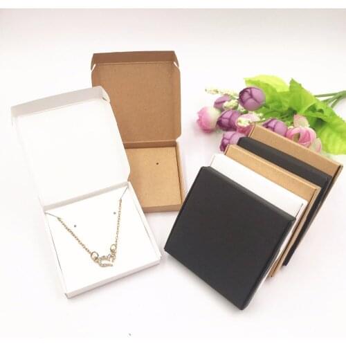 24Sets/Lot Tricolors Necklace Box Plain Kraft Paper Plain Handmade For Jewelry Accessory Bracelet Anklet Packaging Display Boxes