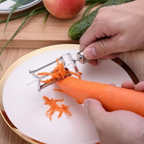 3 In 1 Fruit Vegetable Peelers Potato Graters Stainless Steel Slicer Carrots Julienne Cutter Parer Kitchen Bar Tools Hole Digger