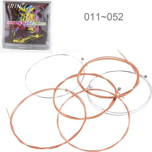 6pcs/set Acoustic Flok Guitar Strings 011-052 Inch Steel Core Phosphor Bronze Color Alloy with Nickel-Plated Ball-End