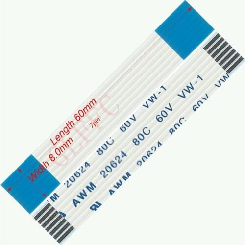 7pin 1.0pitch 60mm-1670mm A-type Flexible Flat Cable FFC awm 20624 ROHS for TTL LCD DVD Computer