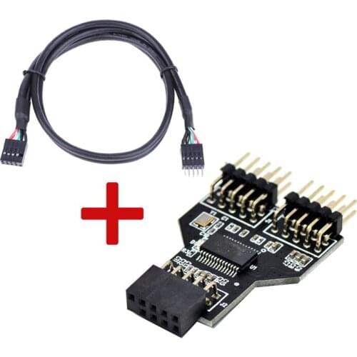 Motherboard USB 9Pin Interface Header Splitter 1 to 2 Extension Cable Adapter 9-Pin USB HUB USB 2.0 Connectors for RGB Bluetooth