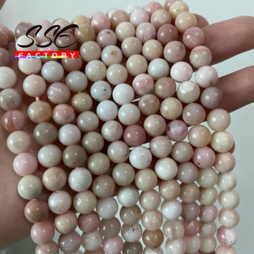 A+ Natural Stone Pink Opal Loose Charm Beads for Jewelry Making Diy Bracelets Women Necklace Accessories 6 8 10 12mm 15 inches