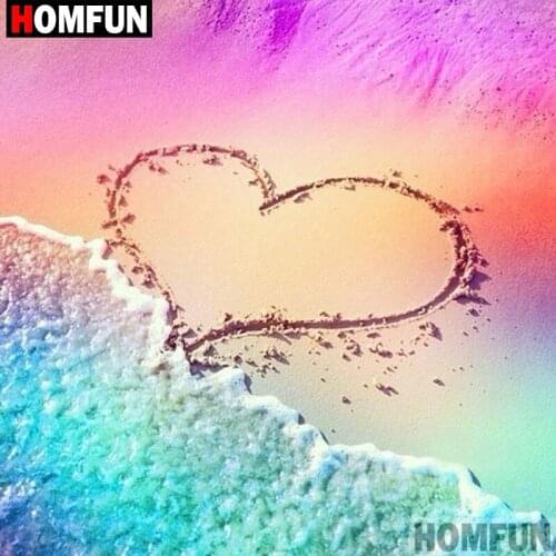 HOMFUN 5D DIY Diamond Painting Full Square/Round Drill "Beach heart" 3D Embroidery Cross Stitch gift Home Decor A02642