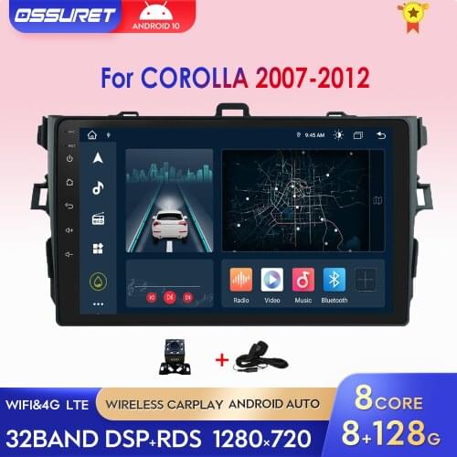 9 Inch 2Din Android 10 Car Radio Multimedia Player For Toyota Corolla 2007 2008 2009 2010 2011 Stereo Navigation 4G Wifi IGO DSP