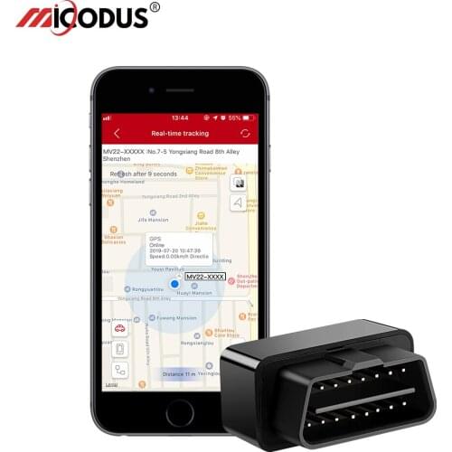 MiCODUS OBD2 GPS Tracker Car GPS Locator Voice Monitor ACC Detection GPS Car Tracker Speed Vibrate Alarm History Route Free APP