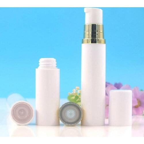 10ML white plastic airless bottle with gold/silver pump clear lid for lotion/emulsion/serum/eye essence/skin care cosmetic pack