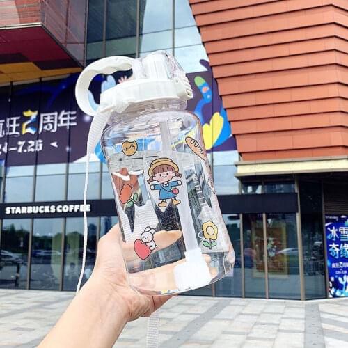 Water Cup Super-large-capacity Sports Portable Plastic Cup Schoolgirl Korean Version of The Mens Fitness Cup Straw Cup Kettle