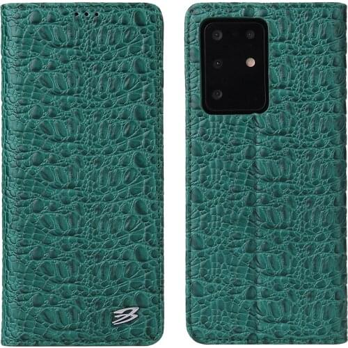 For Samsung Galaxy S21 S20 Ultra S20 Plus Leather Top Quality Crocodile Flip Wallet Phone Case Cover Clamshell w/Card Slots