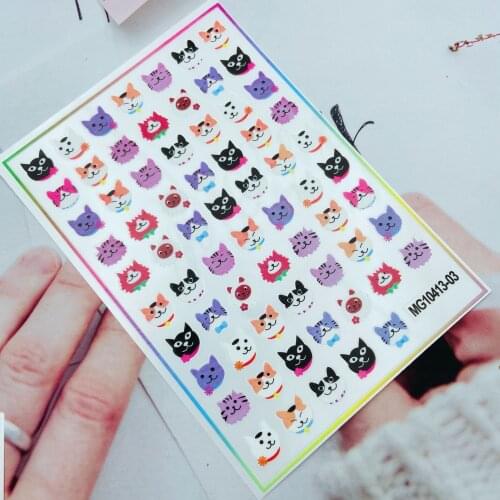 DIY Japanese Style Back Glue Adhesive Dry Nail Stickers 3d Embossment New Design Cute Cats& Dogs Nail Decals Manicure Nail Art