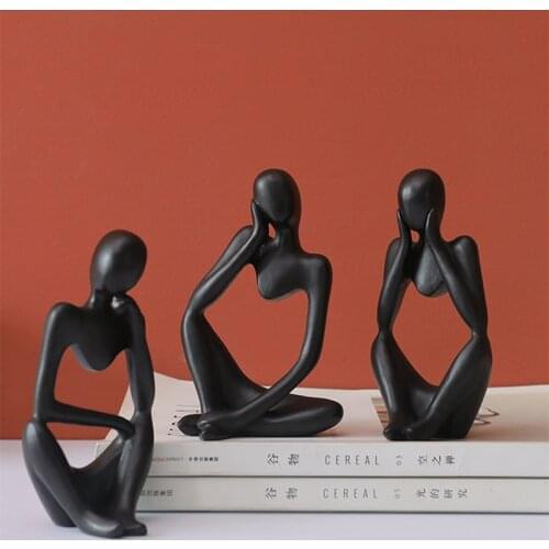 Home Decoration Resin Sculpture Thinker Character Abstract Statue Art European Style for Home Decor Modern Office Shelf Desktop