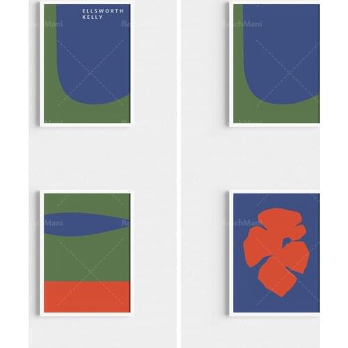 Ellsworth Kelly art, three mid-century prints, Bauhaus poster, Bohemian poster set