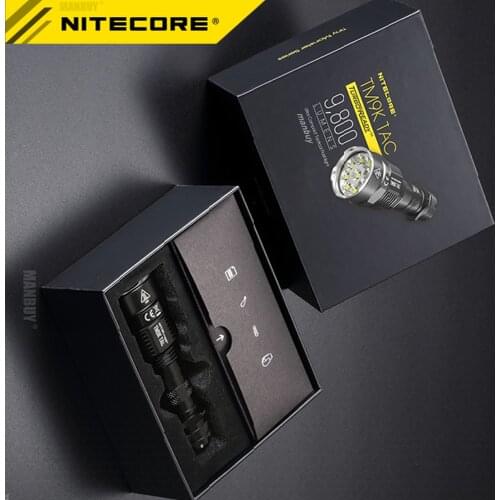 NITECORE Searchlight Super Bright Torch Spotlight TM9K 9500LM Rechargeable CREE XP-L HD V6 9LEDs Flashlight Include Battery Pack