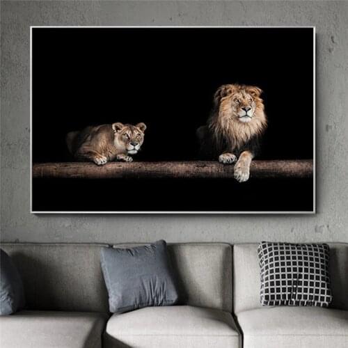 Nocturnal Lion African Wild Animal Painting On Canvas Wall Art Beast Decor Posters And Prints Wildlife Picture For Living Room