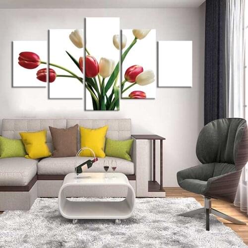 Canvas Paintings Home Decor Prints Poster 5 Pieces flower Pictures For Living Room Modular Wall Art Framed
