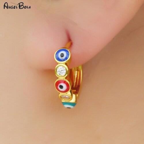 Muslim Round Lucky Demon Eyes Fashion New Crystal Ladies Charm Earrings High-end Jewelry Party Holiday Gifts Wholesale