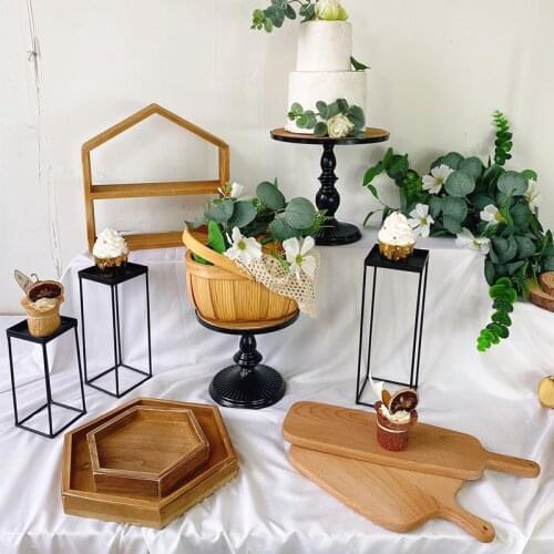 Wood Dessert Cake Stands Sets for Wedding Birthday Baby Shower Party Tableware Cupcake Food Candy Display Plates Tray